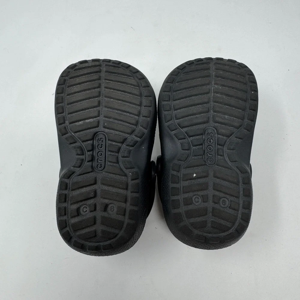 Crocs Shoes Black Fuzzy Lined Classic Clog Slip On Warm Shoes Toddlers Size C6